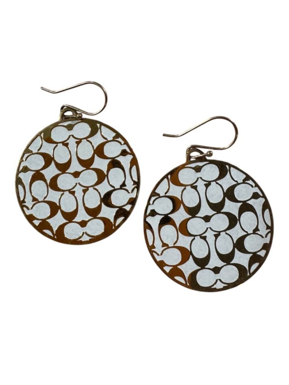 Coach Gold Tone Signature Disc Earrings - Picture 1 of 3